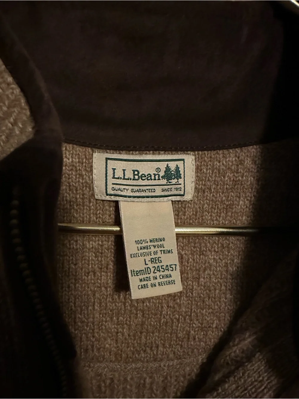 L.L. Bean Waterfowl Sable Full-Zip Merino Lambswool Sweater Vest Brown Men Sz L